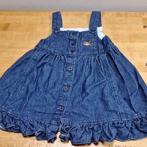American Living Denim Jumper Ruffle‎ Skirt Blue Kids Dress Sz 4T Country Western